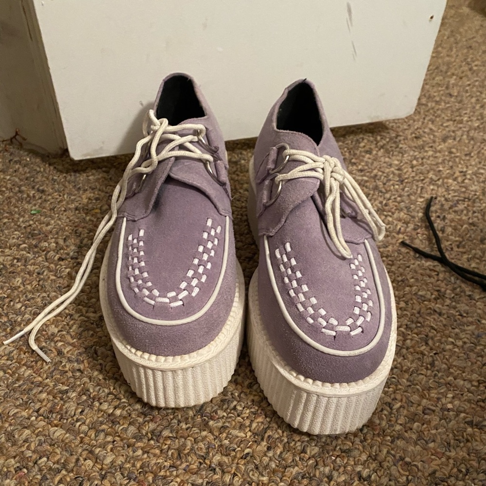 Lavender Suede Platform Creepers